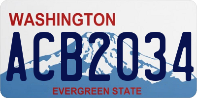 WA license plate ACB2034