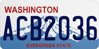 WA license plate ACB2036
