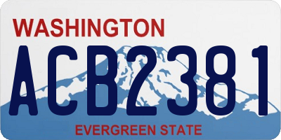 WA license plate ACB2381