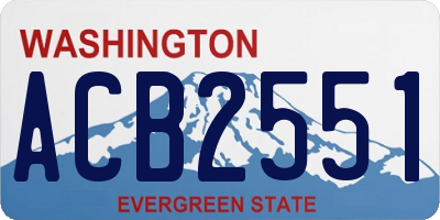 WA license plate ACB2551
