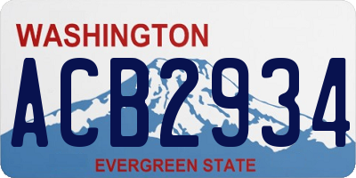 WA license plate ACB2934