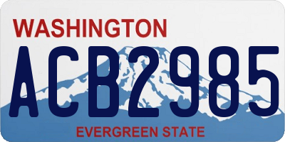 WA license plate ACB2985