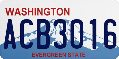 WA license plate ACB3016