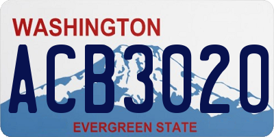 WA license plate ACB3020