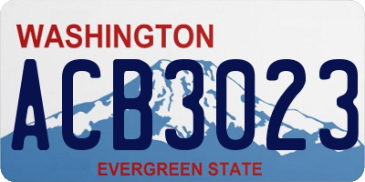 WA license plate ACB3023