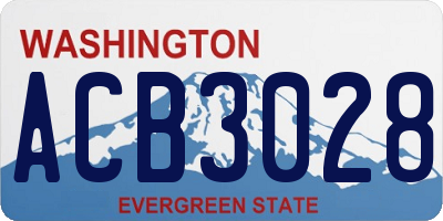 WA license plate ACB3028