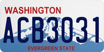 WA license plate ACB3031