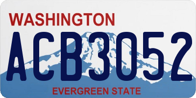 WA license plate ACB3052
