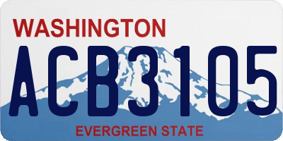 WA license plate ACB3105