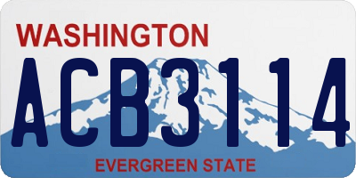 WA license plate ACB3114