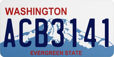 WA license plate ACB3141