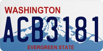 WA license plate ACB3181