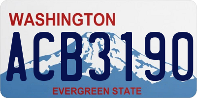 WA license plate ACB3190