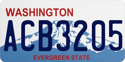 WA license plate ACB3205