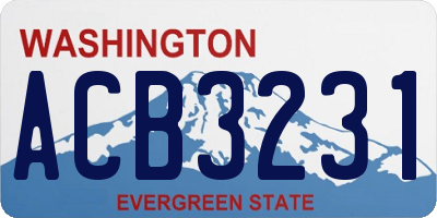 WA license plate ACB3231