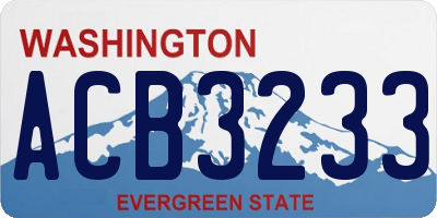 WA license plate ACB3233