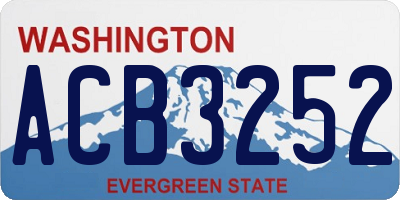 WA license plate ACB3252