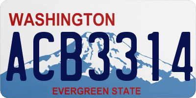 WA license plate ACB3314