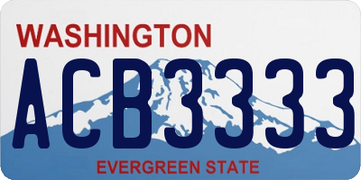 WA license plate ACB3333