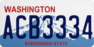 WA license plate ACB3334