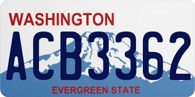 WA license plate ACB3362