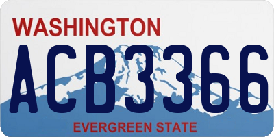 WA license plate ACB3366