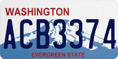WA license plate ACB3374