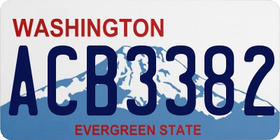 WA license plate ACB3382