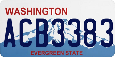 WA license plate ACB3383