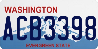 WA license plate ACB3398