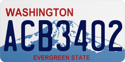 WA license plate ACB3402