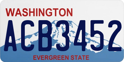 WA license plate ACB3452