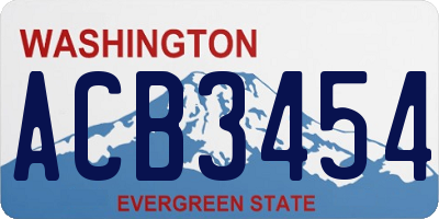 WA license plate ACB3454