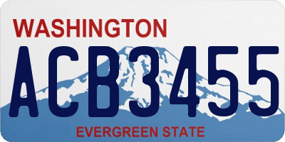 WA license plate ACB3455