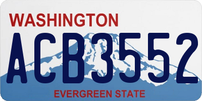 WA license plate ACB3552