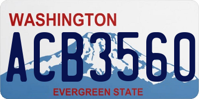WA license plate ACB3560