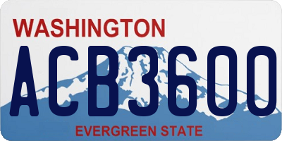 WA license plate ACB3600