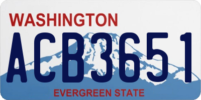 WA license plate ACB3651