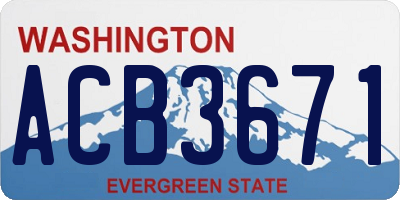 WA license plate ACB3671