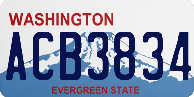 WA license plate ACB3834