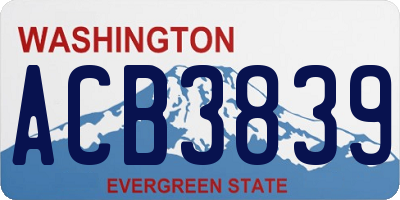 WA license plate ACB3839