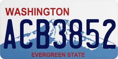 WA license plate ACB3852