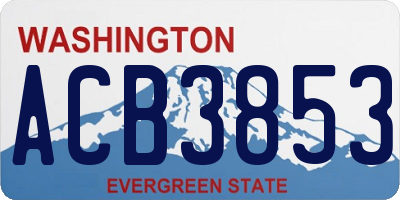 WA license plate ACB3853