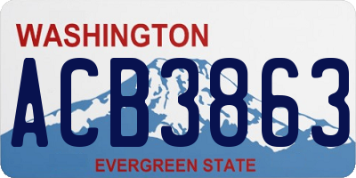 WA license plate ACB3863