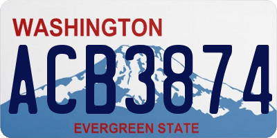 WA license plate ACB3874