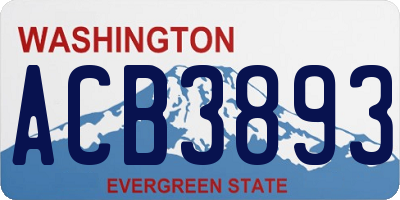 WA license plate ACB3893