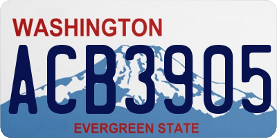 WA license plate ACB3905