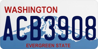 WA license plate ACB3908