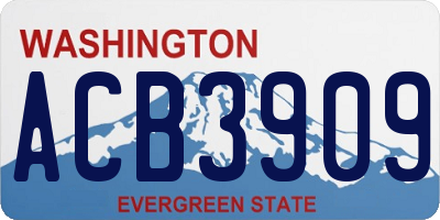 WA license plate ACB3909
