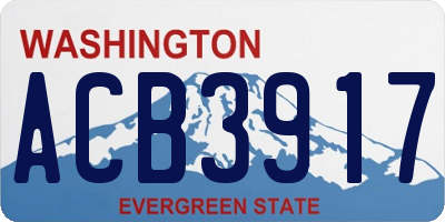 WA license plate ACB3917